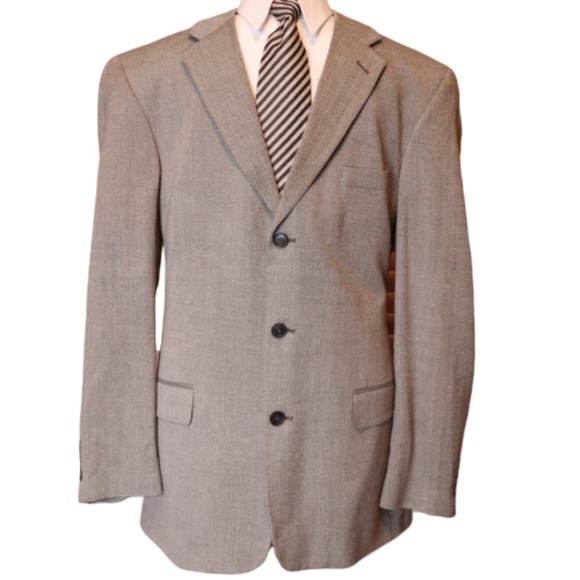 Stafford Sports Coat Gray Herringbone 44L - Picture 1 of 4
